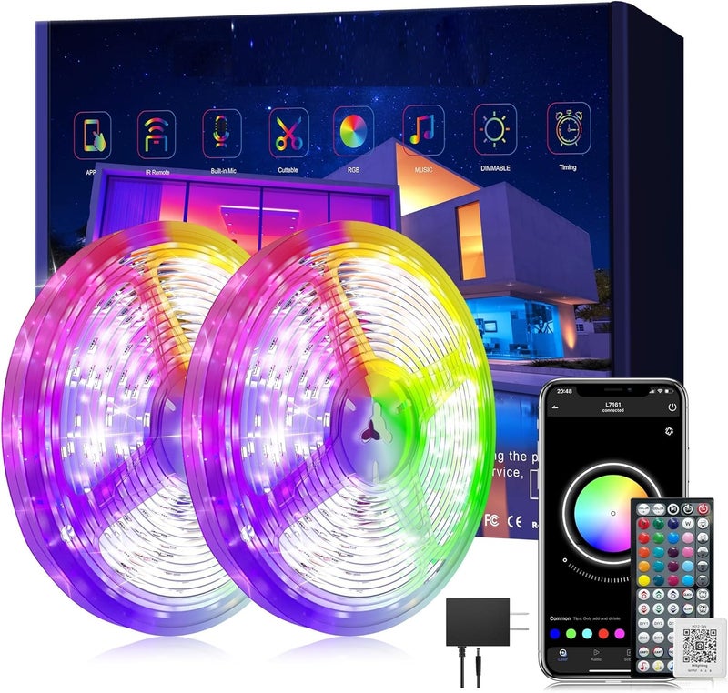 Ledagic Led Lights for Bedroom 200ft (2 * 100FT) Music Sync Color Changing Led Strip Lights, RGB Led Light Strip with Remote and App Control, Cuttable Led Tape Light for Home Decor Gaming Accessories - Image 1